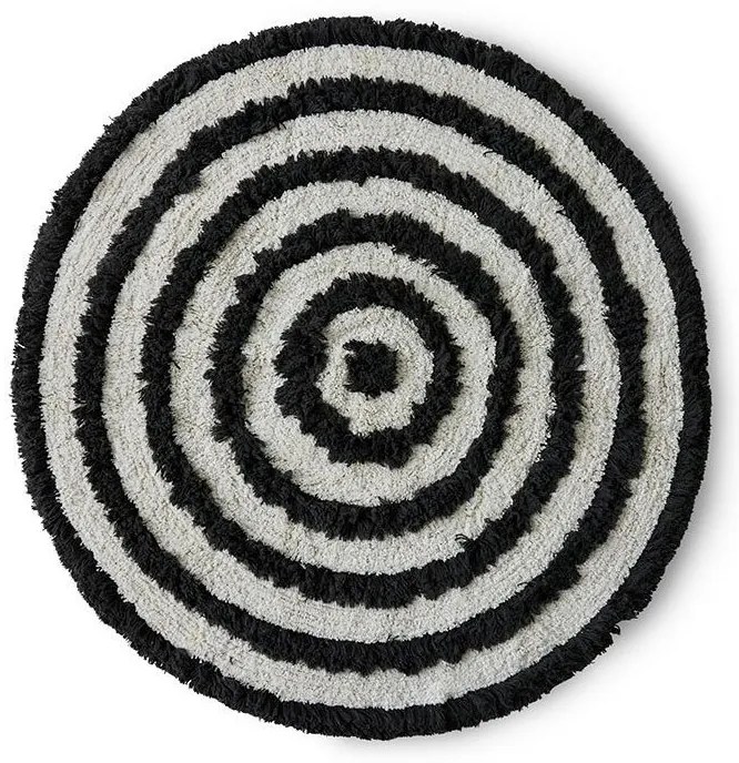 Béžovo-čierna okrúhla bavlnená kúpeľňová predložka Bath mat - Ø 120 cm
