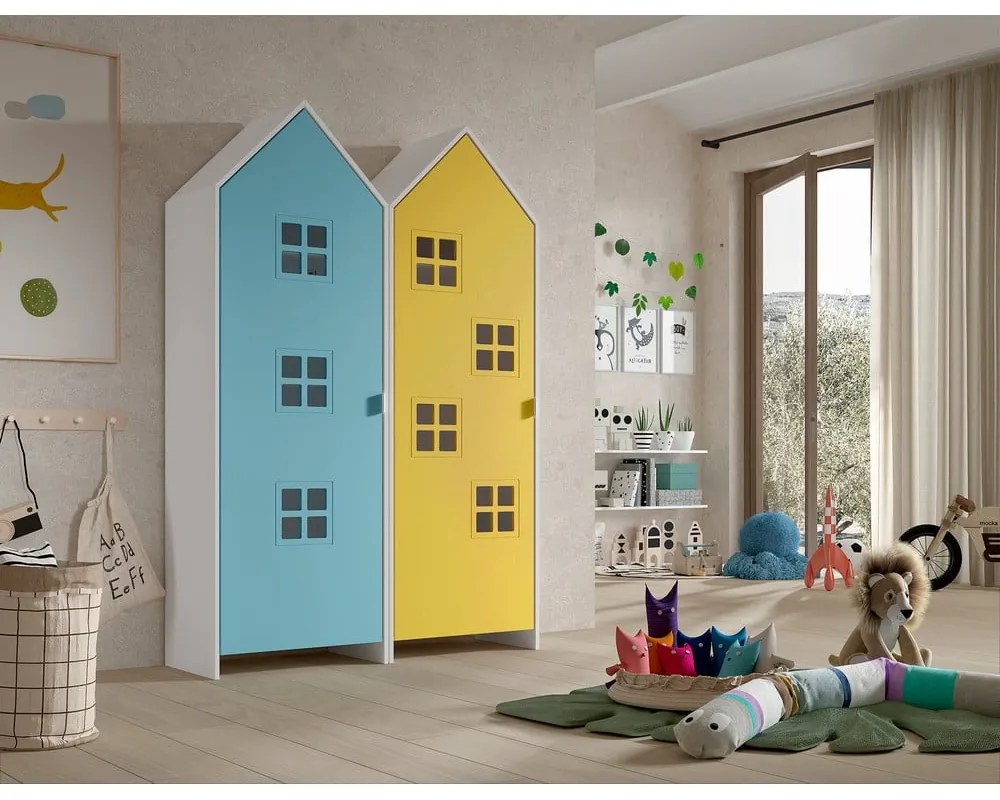 Žlto-svetlomodrá detská šatníková skriňa 115x171,5 cm CASAMI BRUGES – Vipack