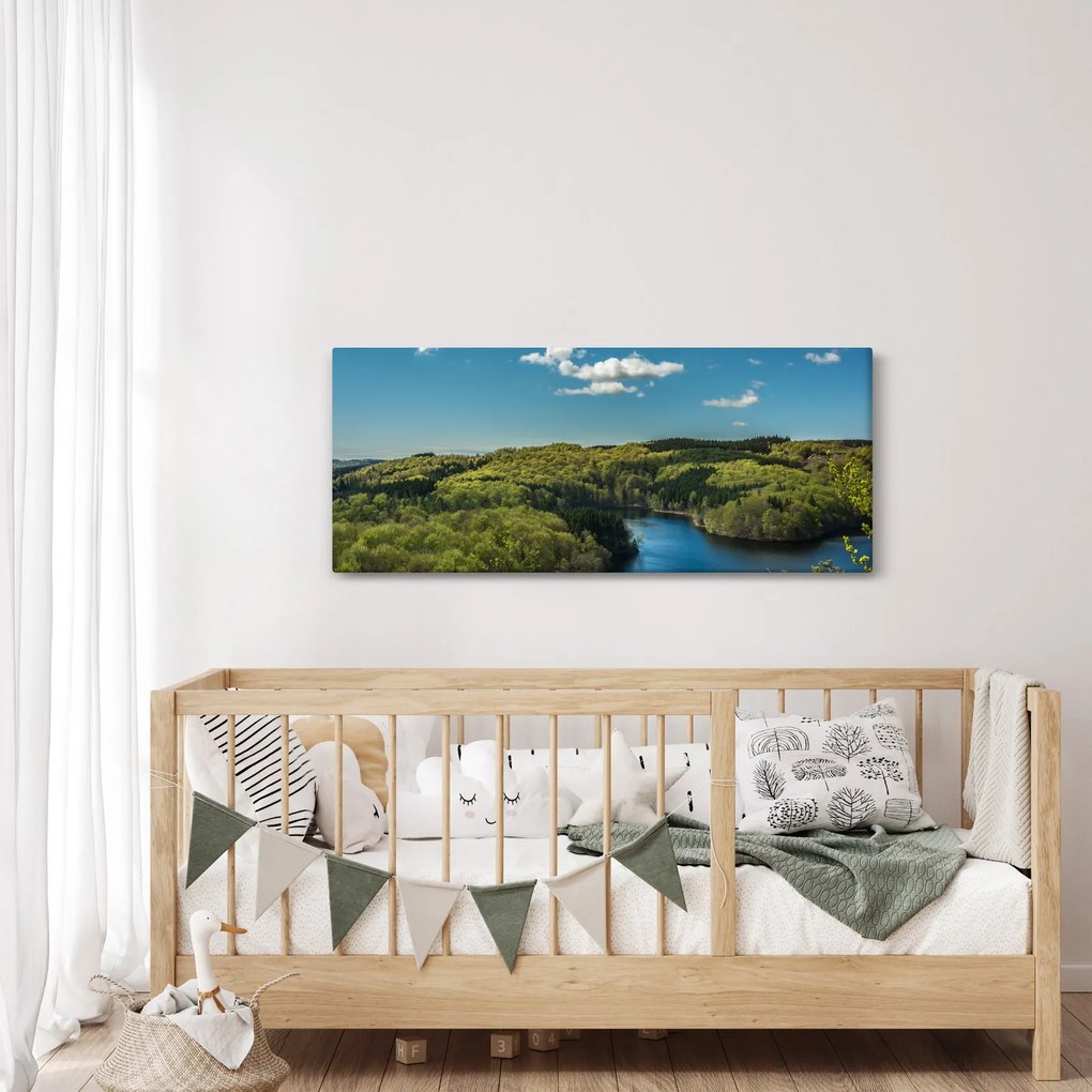 Obraz - Jazero v lesoch (120x50 cm)