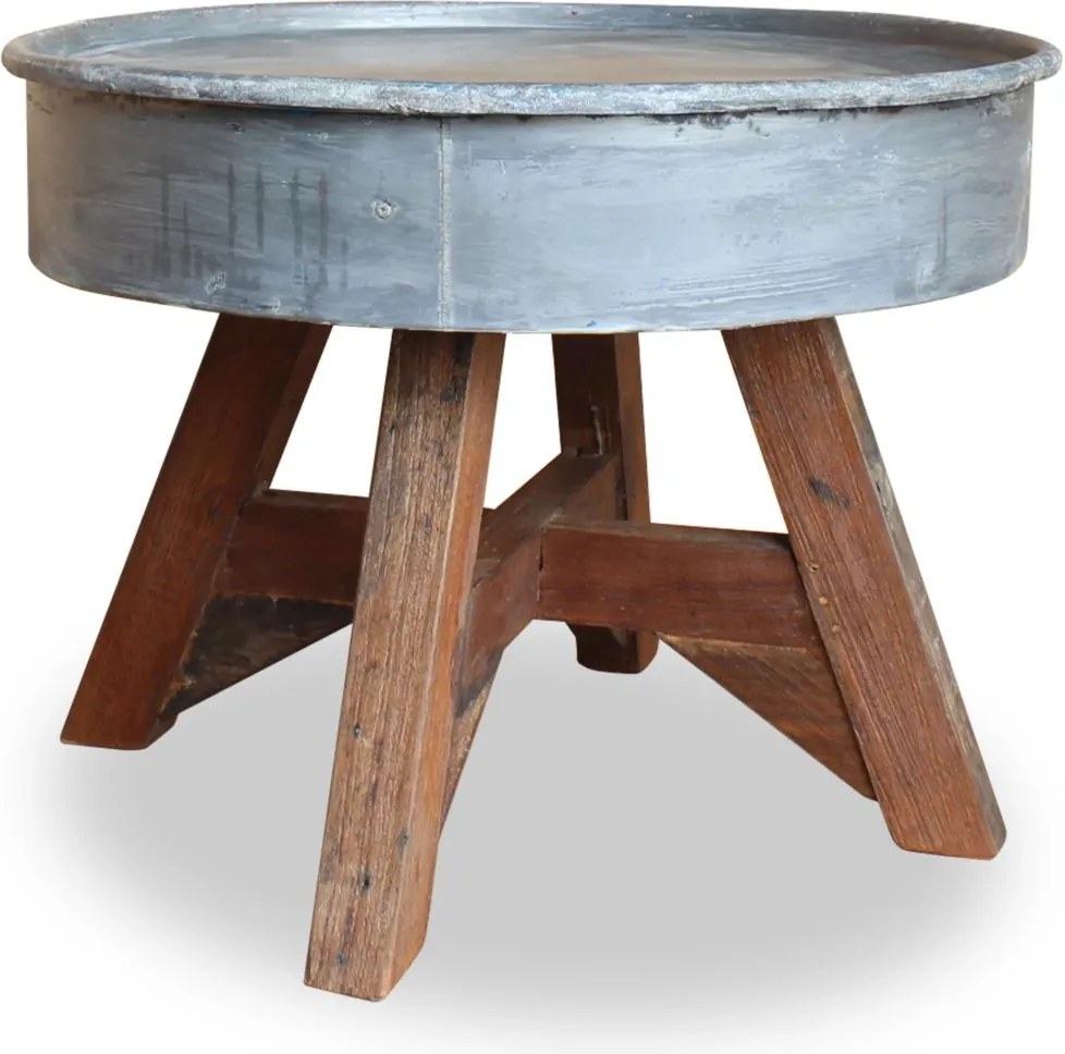244511 Edco Konferenčný stolík z recyklovaného dreva, 60x45 cm, strieborný