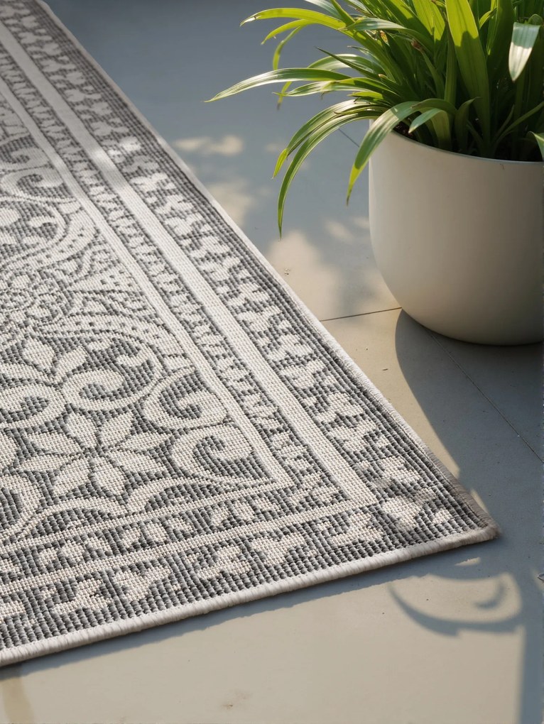 Kusový koberec Duet 106251 Rosel White/Gray - na von aj na doma, 120x170, šedá, chodba / predsieň, NORTHRUGS