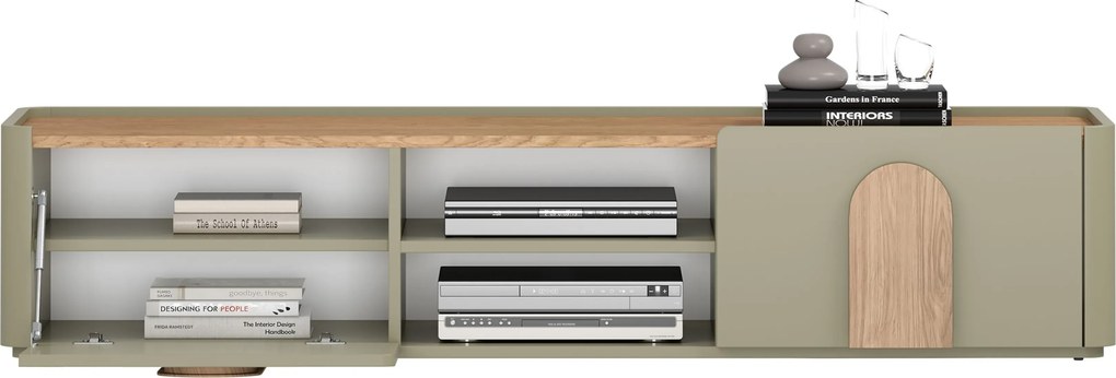 RTV skrinka Amilio 170 cm so zásuvkou - eukalyptus / dub baltic dune / úchyty dub prírodný