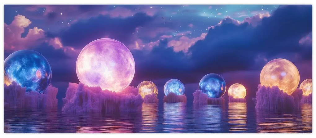 Obraz - Planéty na vode (120x50 cm)