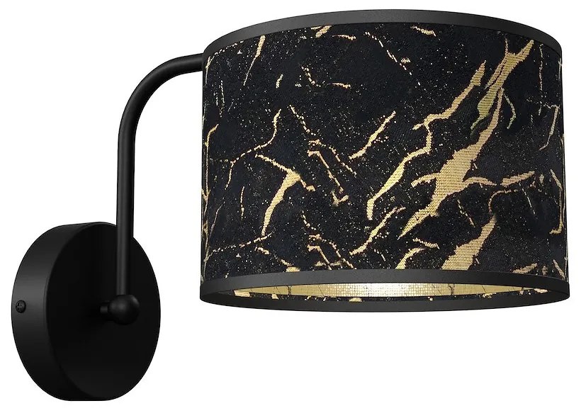 Nástenné svietidlo Senso, 1x čierne/zlaté textilné tienidlo, b