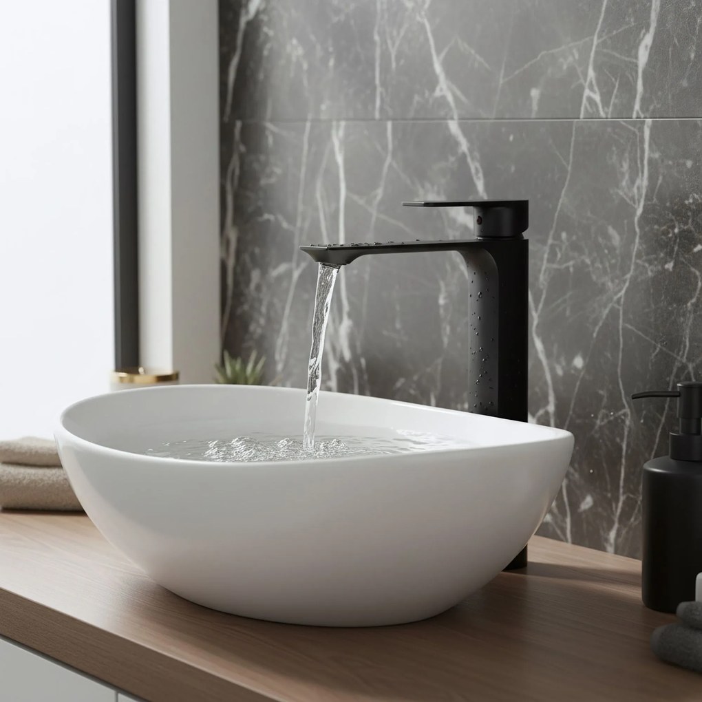 Rea Urban, vysoká umývadlová batéria h-290, čierna matná, REA-B9908