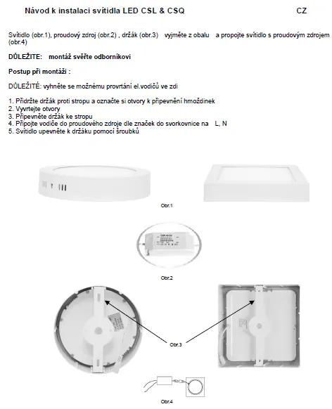 LED stropní svítidlo Ecolite LED-CSQ-12W/41/CHR