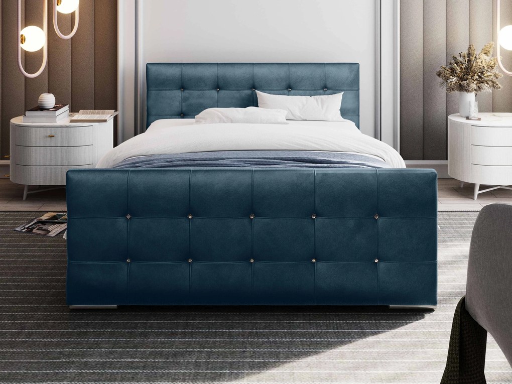 Manželská posteľ 140 cm Darrin (modrá) (s roštom a úložným priestorom). Vlastná spoľahlivá doprava až k Vám domov. 1046871