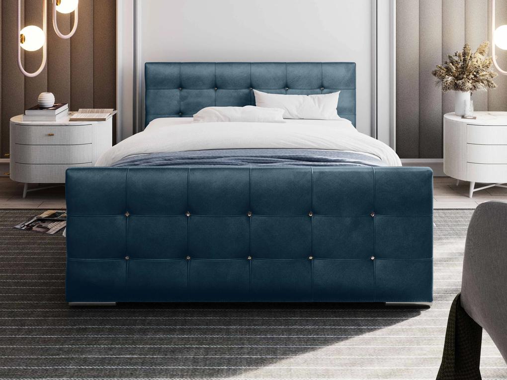 Manželská posteľ 180 cm Darrin (modrá) (s roštom a úložným priestorom). Vlastná spoľahlivá doprava až k Vám domov. 1046889