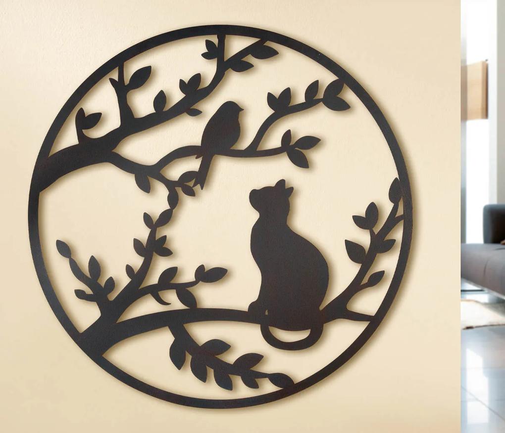Gilde Kovová dekorácia Mačka a vták