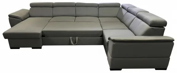 Rozkladacia sedacia súprava s univerzálnym U-rohom a úložným priestorom GRANADA tm. sivá