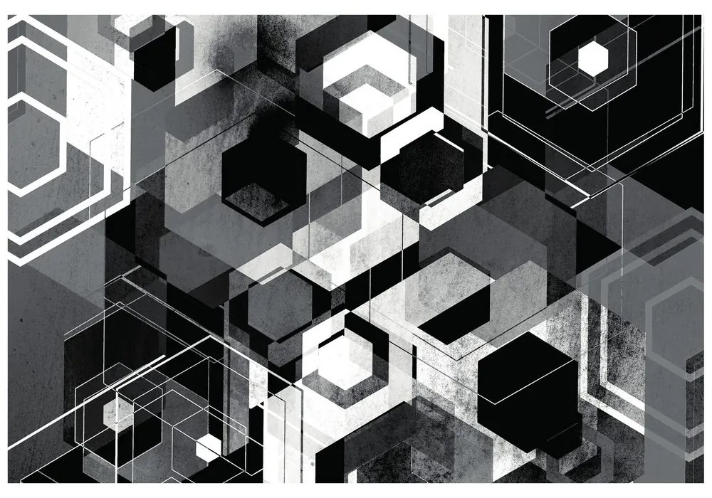 Samolepiaca tapeta geometria v čiernobielom prevedení
