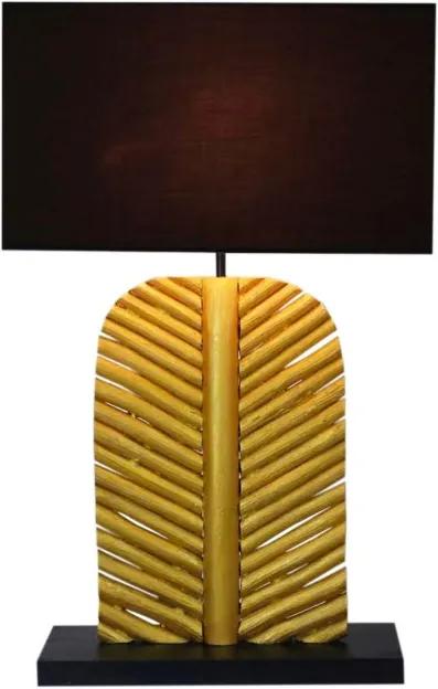 Stolová lampa Leaf 64cm longan drevo zlatá čierna