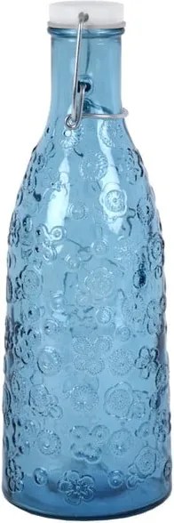 Modrá sklenená fľaša Ego Dekor Flora, 1 l