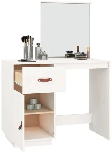vidaXL Toaletný stolík biely 95x50x134 cm masívne borovicové drevo-