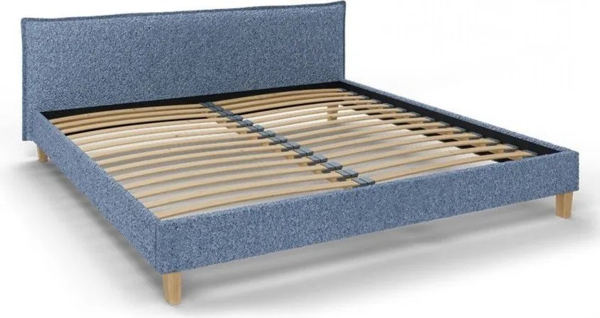 Modrá čalúnená dvojlôžková posteľ s roštom 200x200 cm Tina - Ropez