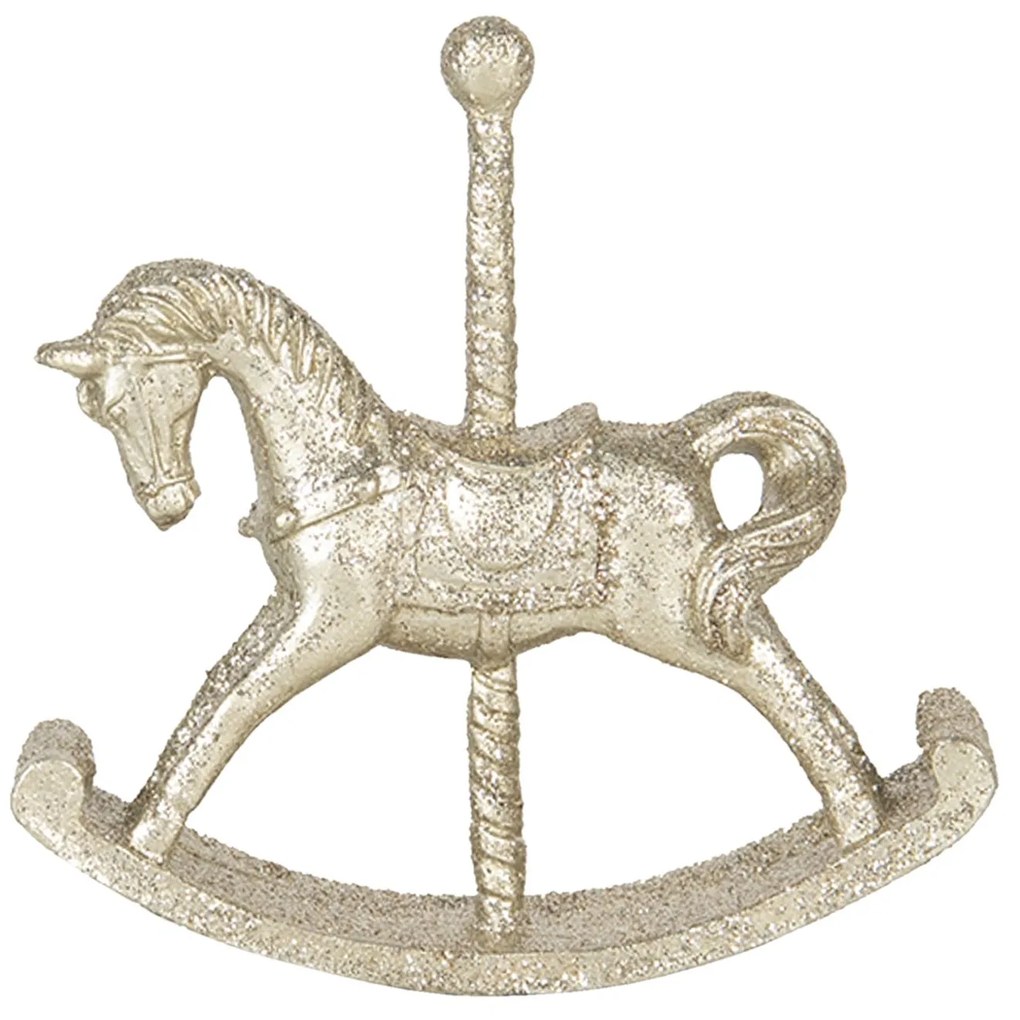 Zlatá dekorácie hojdací koník - 10 * 2 * 10 cm