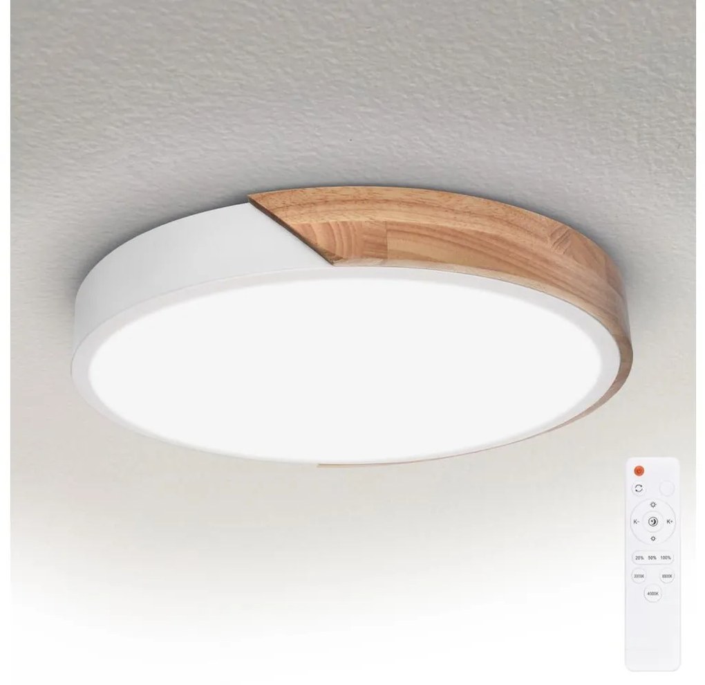 Brilagi - stmievateľné LED svietidlo PILANA LED/48W/230V dub/biela, priemer 40 cm + diaľkové ovládanie