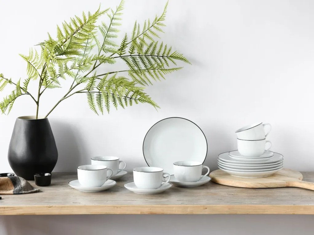 Kávový servis (18 dielov) Luna Black Line, biely