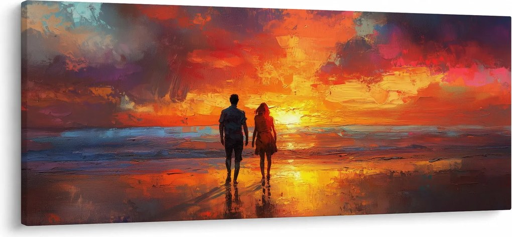 Obraz - Prechádzka na pláži (120x50 cm)