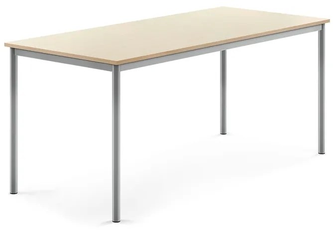 Stôl SONITUS, 1800x800x760 mm, HPL - breza, strieborná