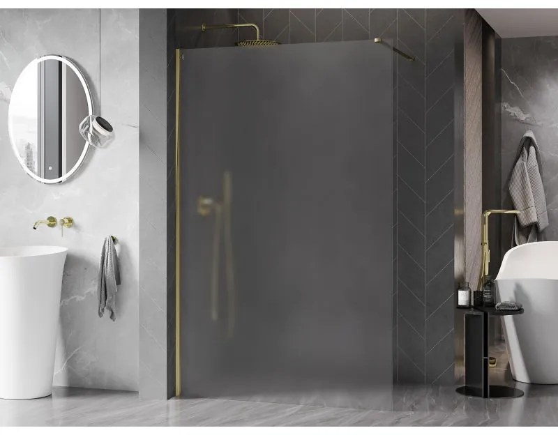 Mexen, Mexen Kioto-X sprchová stena 60 x 200 cm, matná 10 mm, zlatá - 800-060-101-50-30-X