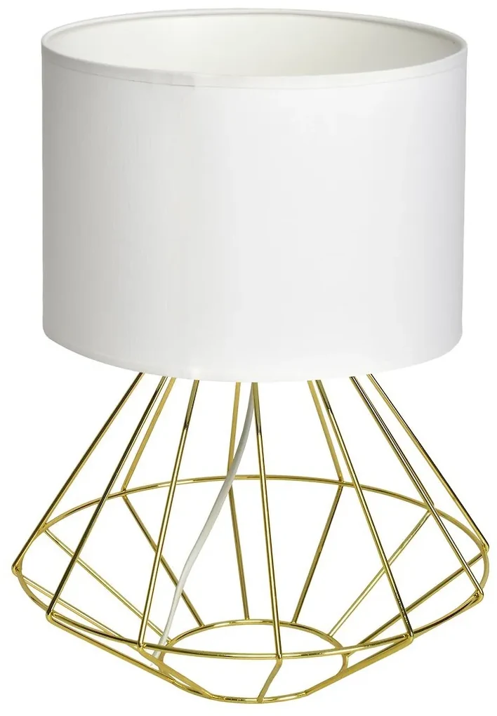 Stolná lampa Lupo, 1x biele textilné tienidlo, g