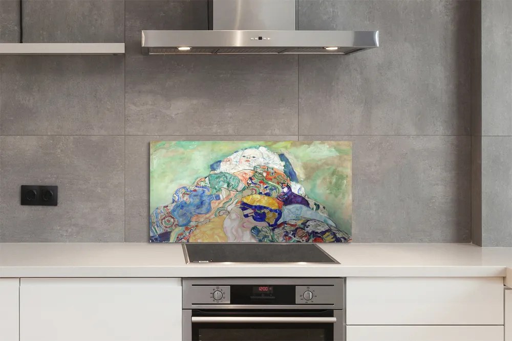Sklenený obklad do kuchyne Abstraktné umenie dieťa 140x70 cm
