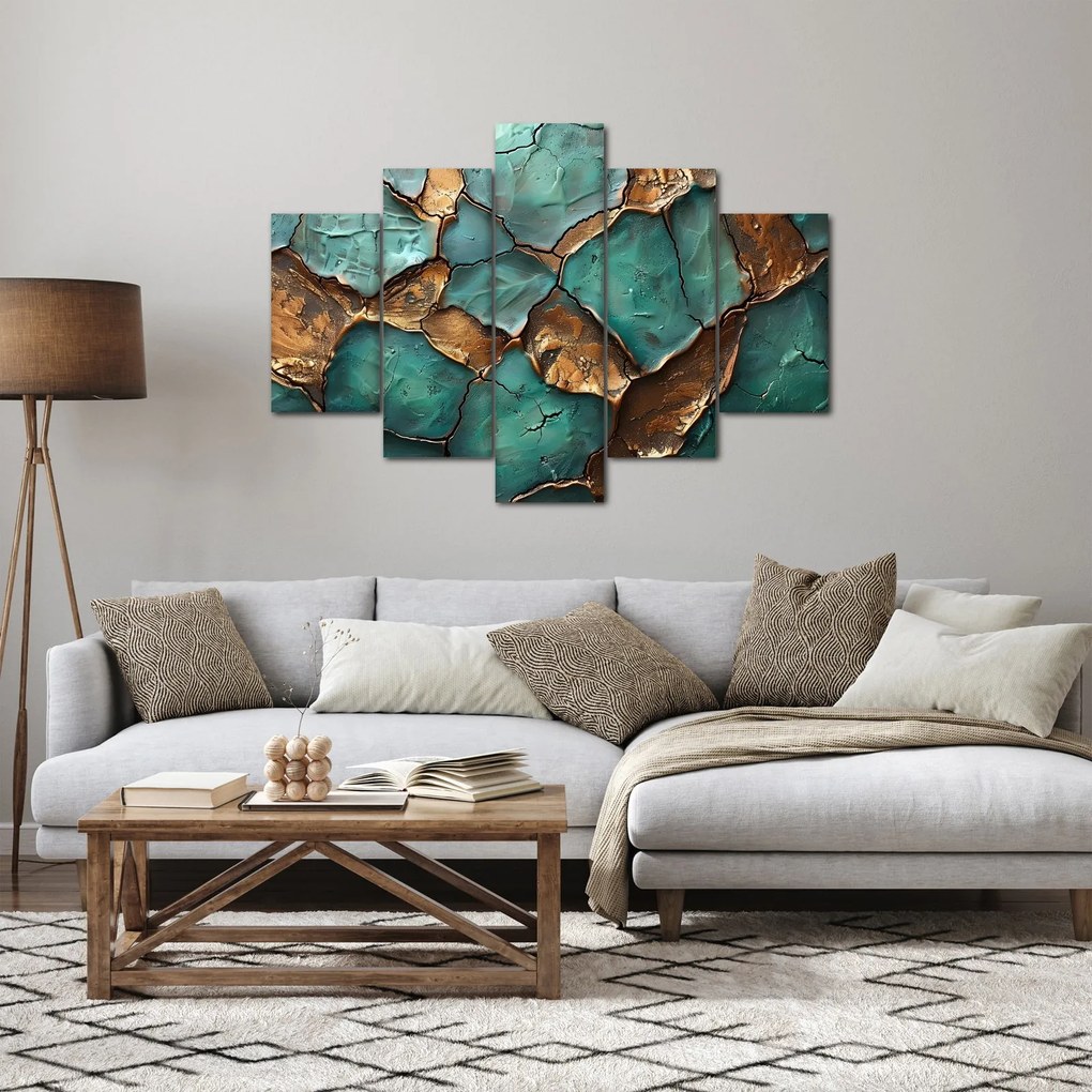 Obraz - Zeleno-zlatá maľba (150x105 cm)