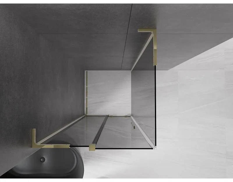 Mexen Velar L, sprchový kút s posuvnými dverami 110 x 110 cm, 8mm šedé sklo, zlatá lesklá, 871-110-110-43-50