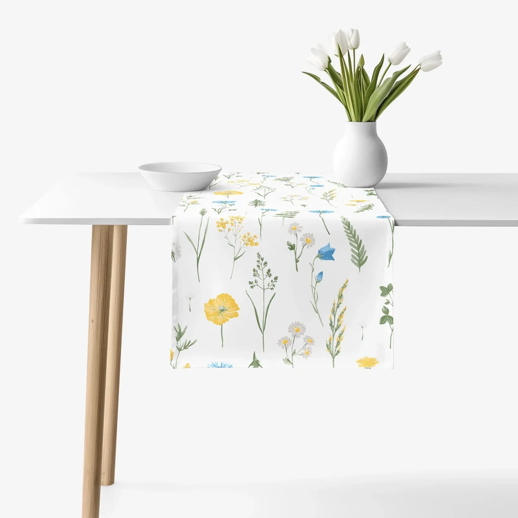 Goldea behúň na stôl 100% bavlnené plátno - slovenská lúka 35x120 cm