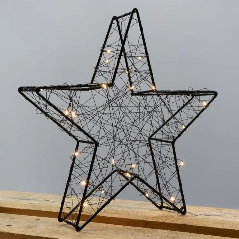 Nexos 64658 Vianočná kovová hviezda s 3D efektom - 30 x 29 x 5 cm, 25 LED diód, čierna