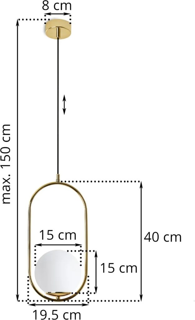 Závesné svietidlo Florence, 1x biele sklenené tienidlo, g, U