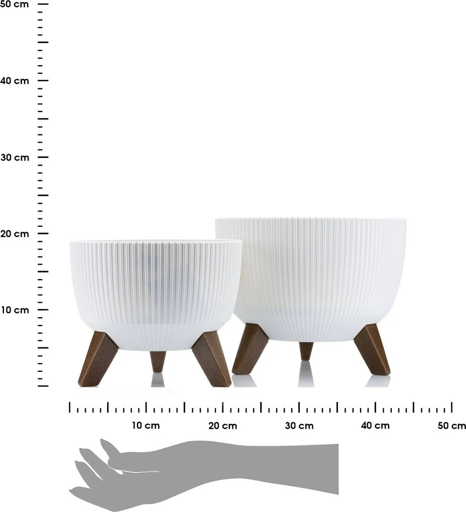 PLASTOVÝ KVETINÁČ ROSA LINEA ECO SADA 2KS 15X24,3 CM+18,3X29,2 CM BIELA