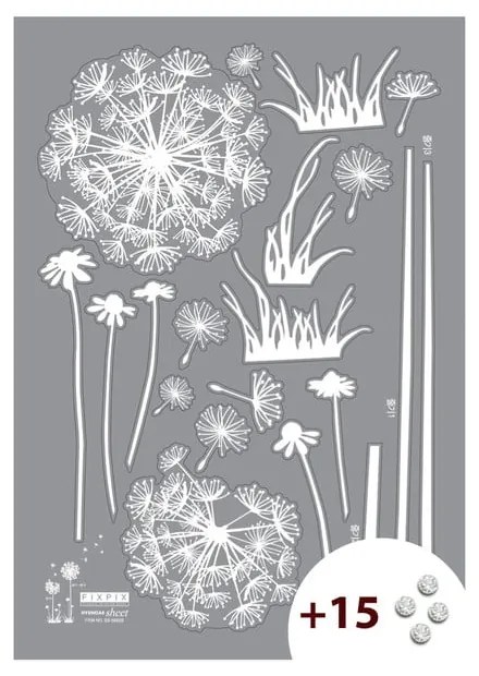 Set samolepky a 15 Swarovski krištáľov Ambiance Dandelion Flowers