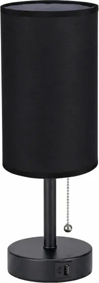 Brilagi - Stolná lampa s USB portom TABLON 1xE27/25W/230V čierna