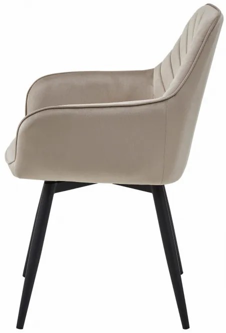 Set dvoch jedálenských otočných stoličiek NANA360 zamatové, tmavobéžové (čierne nohy) 2 ks