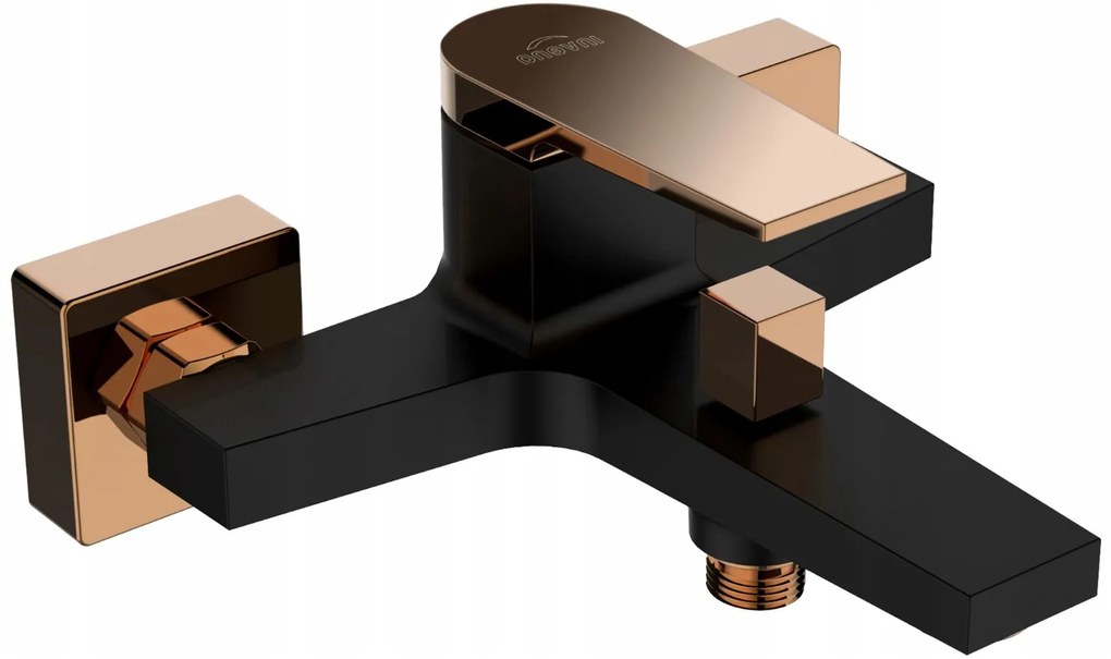 Invena Midnight, nástenná vaňová batéria, čierna-ružové zlato, BW-35-014-V