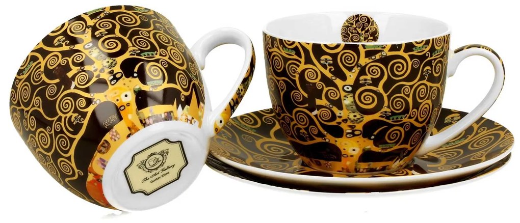 Porcelánová šálka s podšálkou Klimt Tree Of Life 250 ml sada 2ks