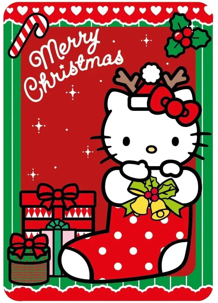 Vianočná flísová deka Hello Kitty - 100 x 140 cm