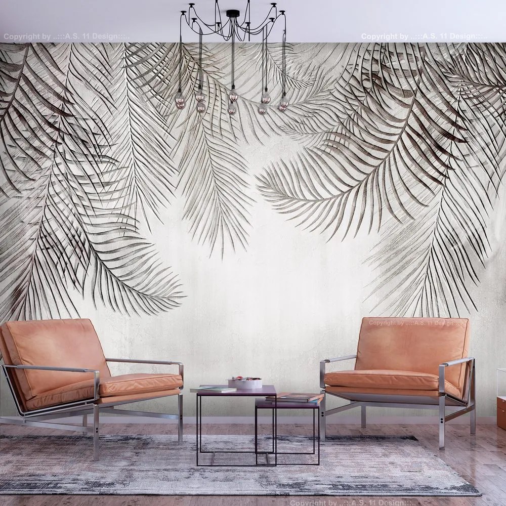 Samolepiaca tapeta palmové listy v tajomnom prevedení - Night Palm Trees