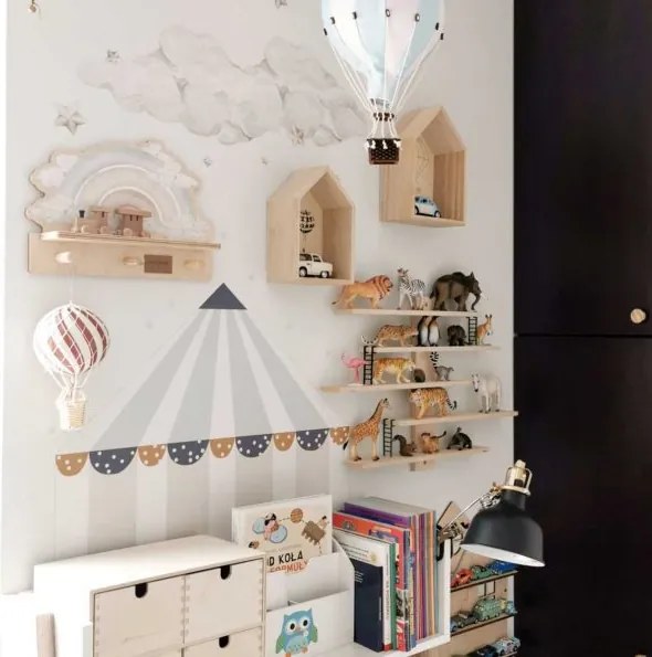 Polička do detskej izby dúha modrá