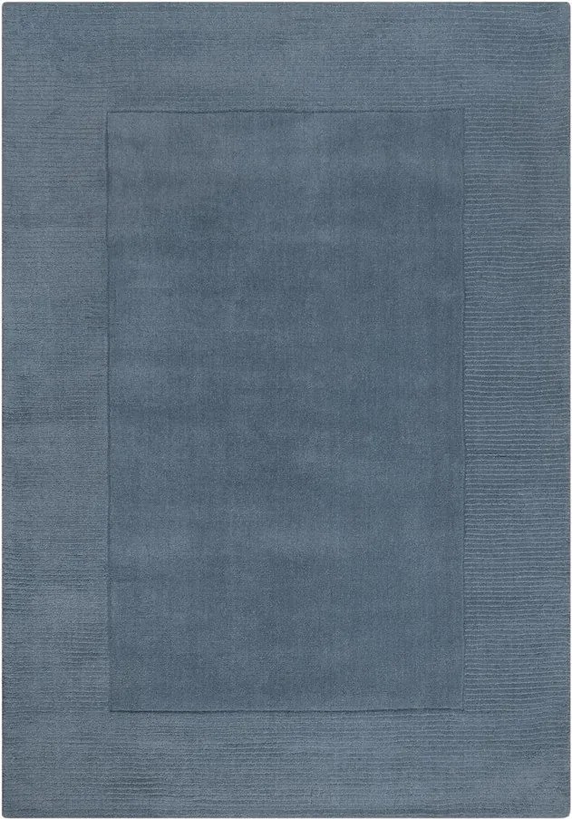 Tmavomodrý ručne tkaný vlnený koberec 200x290 cm Textured Wool Border – Flair Rugs