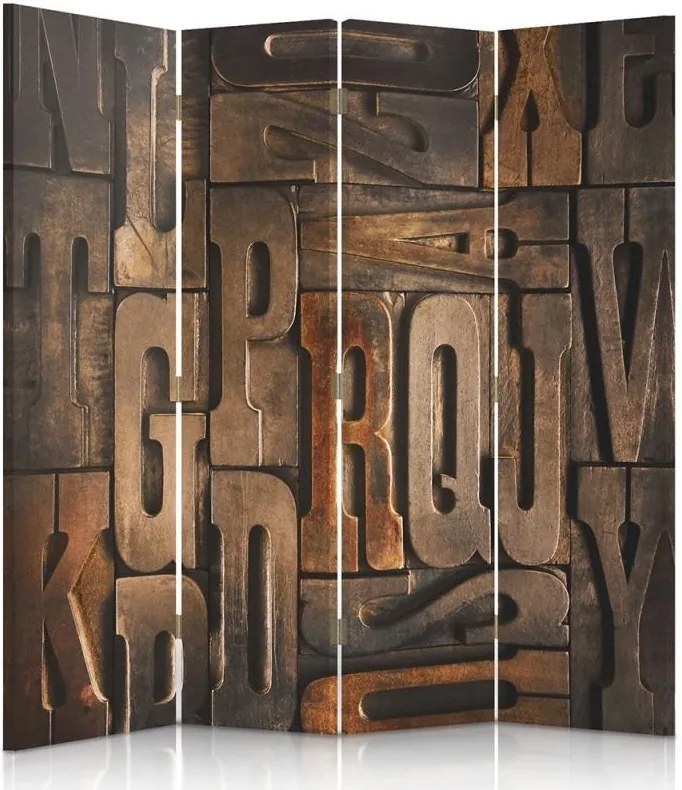 CARO Paraván - Letters | štvordielny | jednostranný 145x150 cm