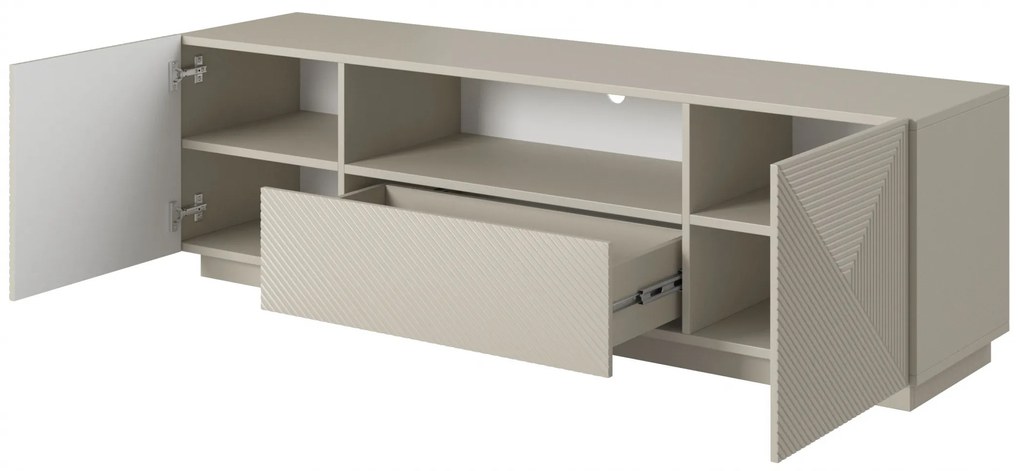 TV stolík Asha 167 cm so zásuvkou a otvorenou policou - kašmír