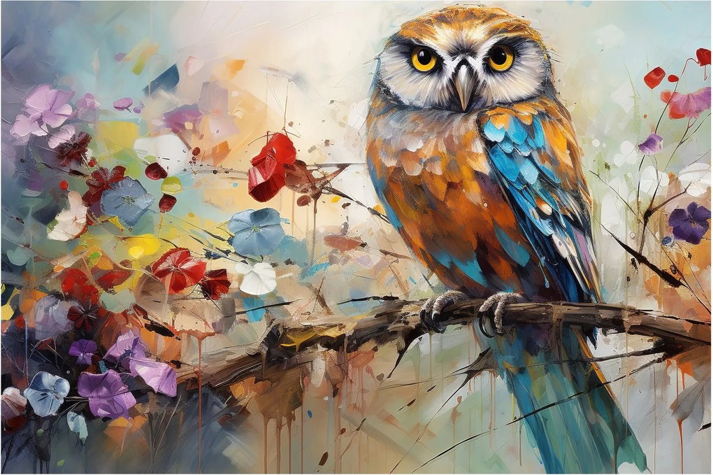 Obraz - Maľovaná sova (90x60 cm)