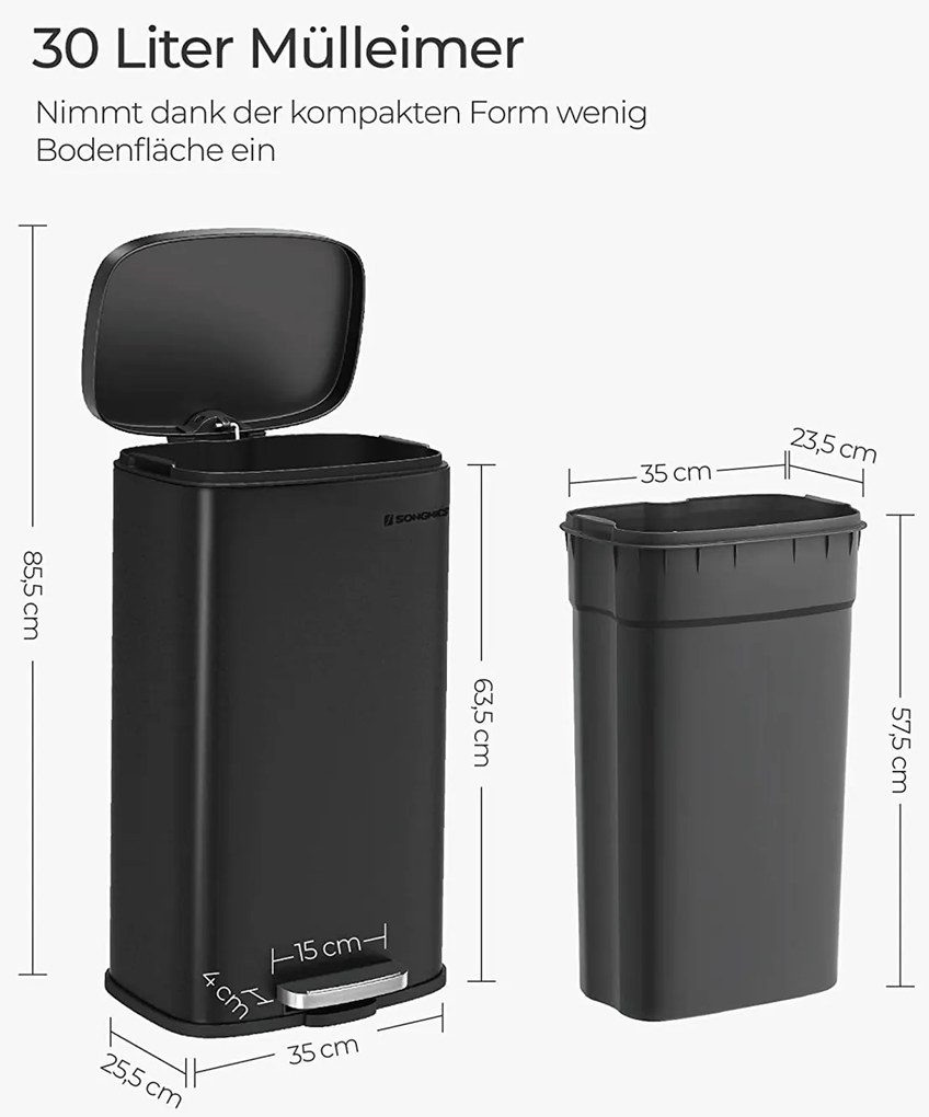 Odpadkový kôš 30 l SONGMICS LTB03BK