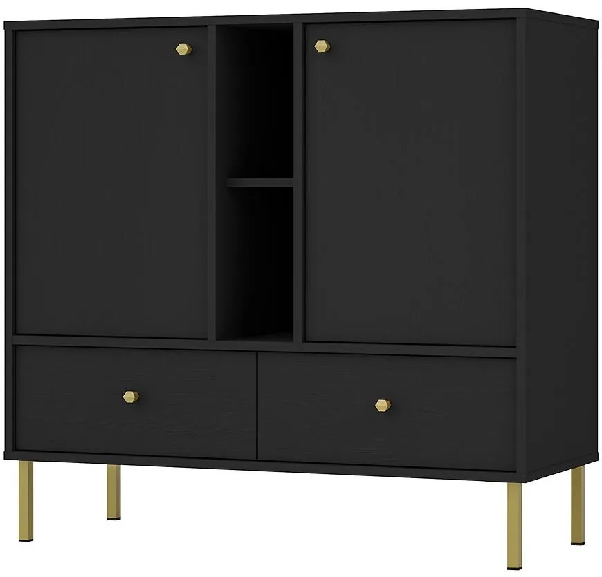 Komoda Tokyo 2  2F 2S čierny grafit 825