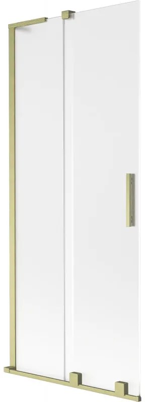 Mexen Velar L, 2-krídlová posuvná vaňová zástena 80 x 150 cm, 8mm sklo námraza, zlatá matná, 896-080-003-31-55