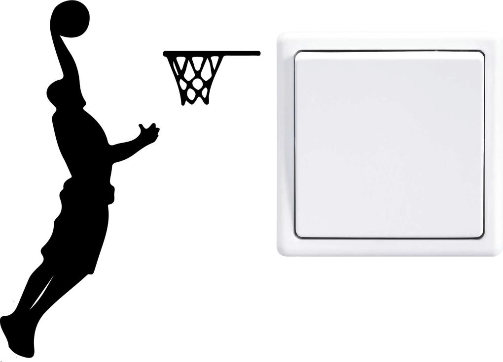 GLIX Basketbalista - nálepka na stenu Čierna 9 x 12 cm