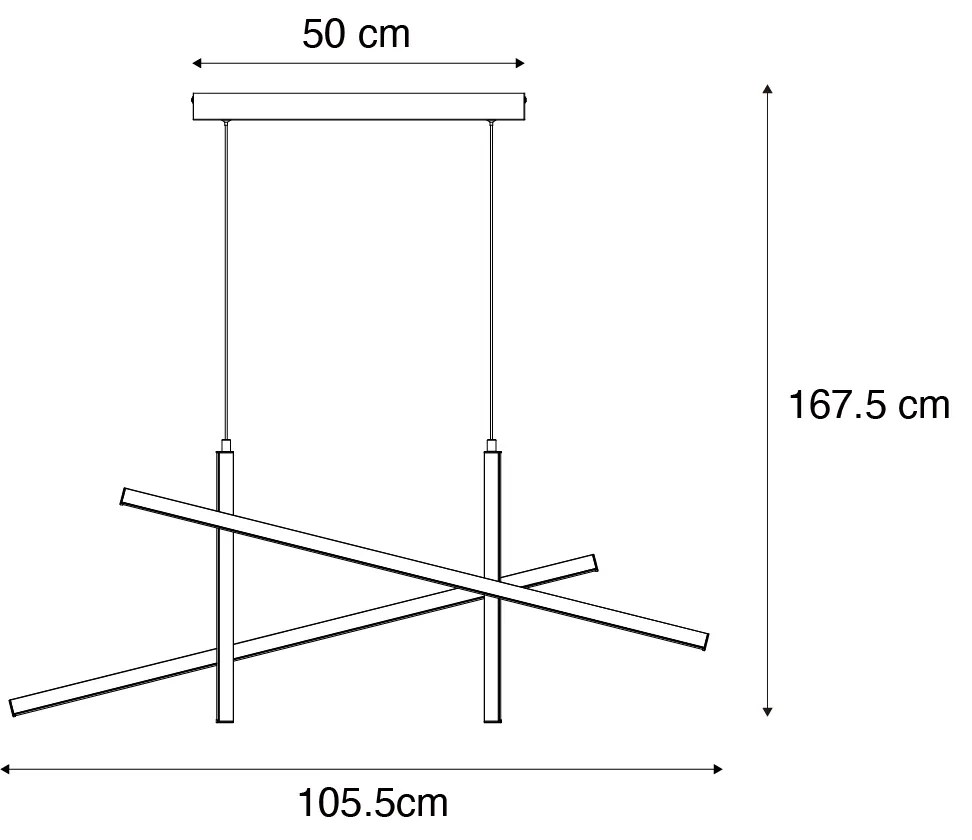 Dizajnové závesné svietidlo X čierne so zlatom vrátane LED s 3-stupňovým stmievaním - Joy